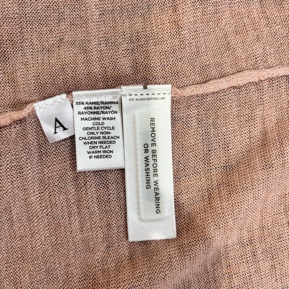 Loft pale pink linen rayon sheer open front long sleeve slouchy sweater cardigan - Picture 11 of 16